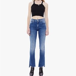 Mother Jeans - classic mid-rise skinny-flare with a 31-inch inseam and frayed he